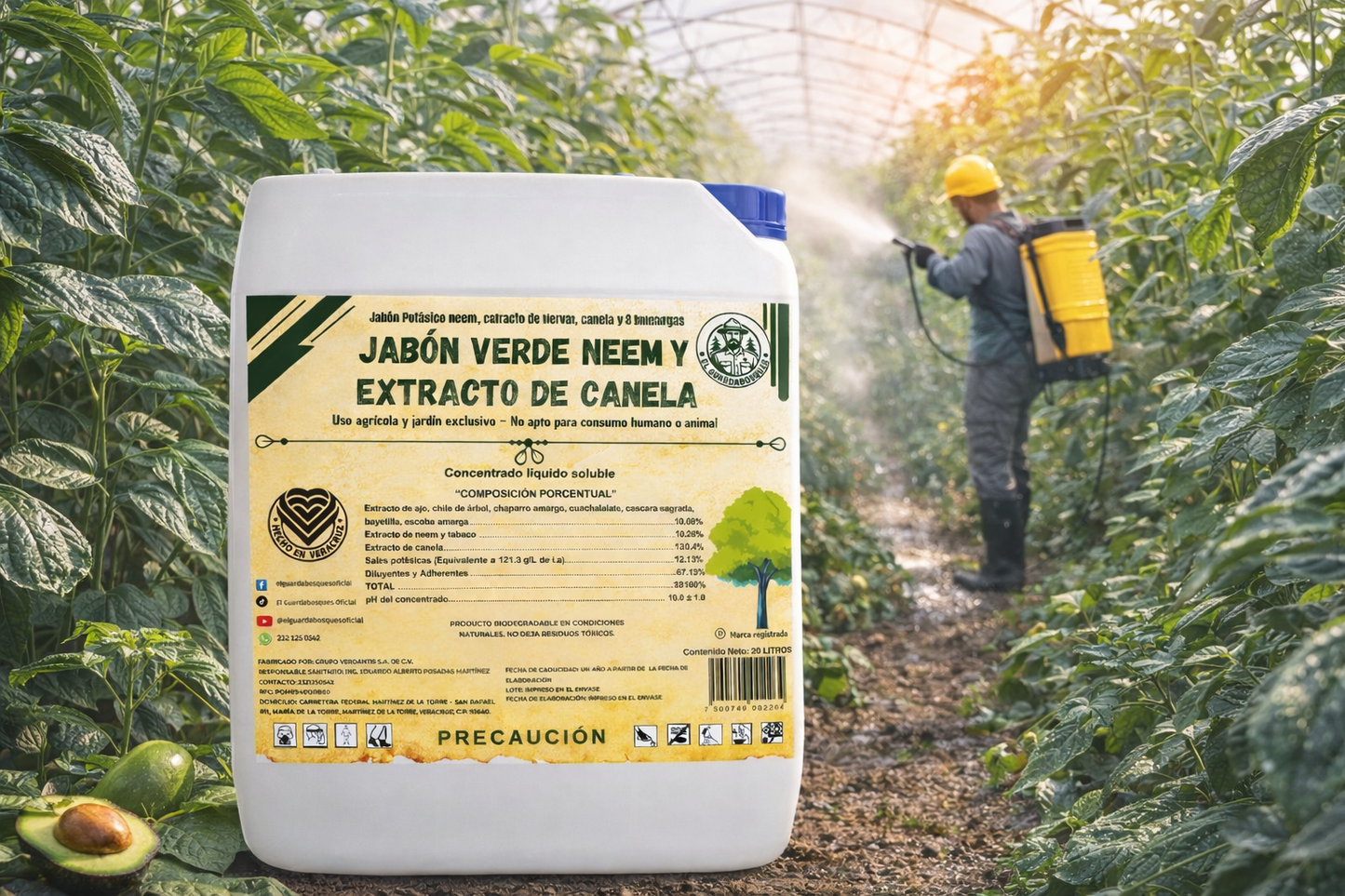 20L Jabón Verde Neem –Jabón Potásico insecticida y acaricida natural de amplio espectro