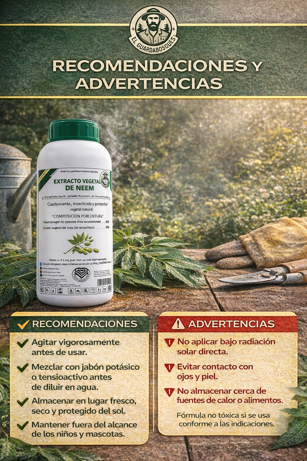 Extracto de Neem Concentrado | Repelente Natural y Coadyuvante Agrícola para Control de Plagas 20L