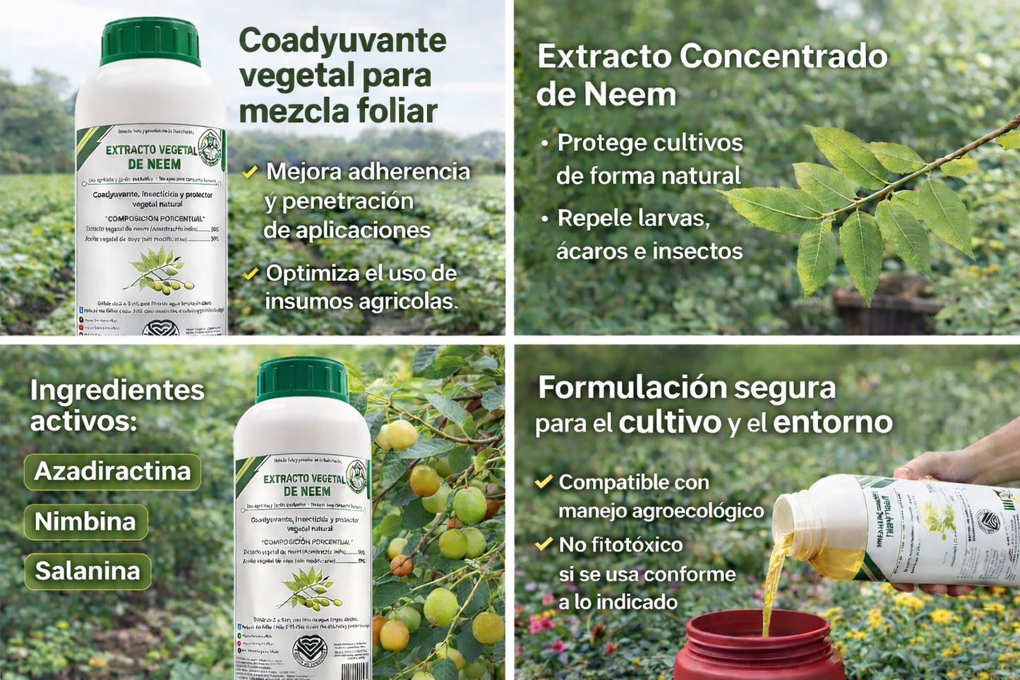 Extracto de Neem Concentrado | Repelente Natural y Coadyuvante Agrícola para Control de Plagas 20L