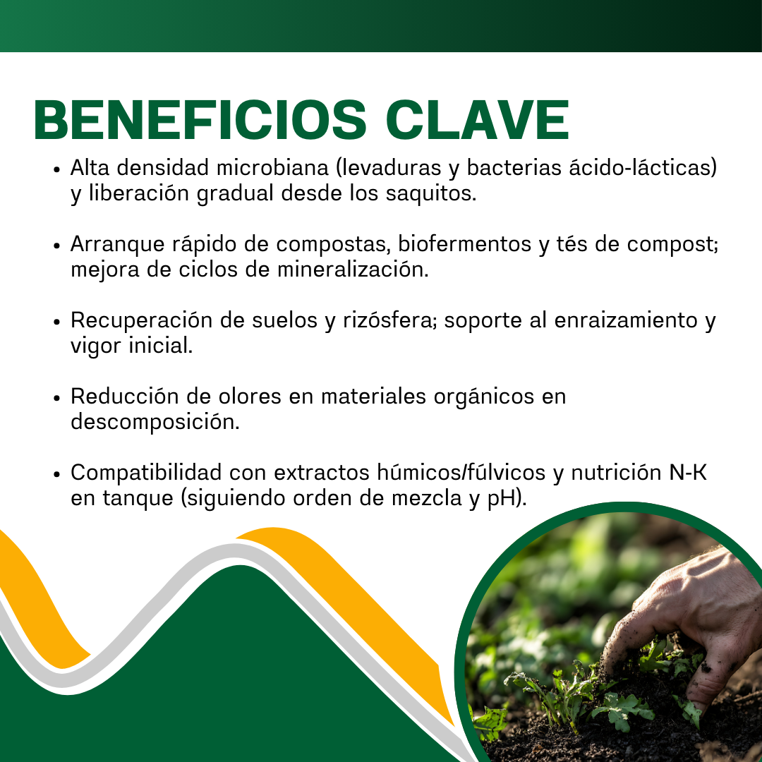 Kit para Preparar Microorganismos Benéficos Activados (200 L) – Inoculante líquido de alta densidad microbiana para suelos, compostas y aplicaciones foliares