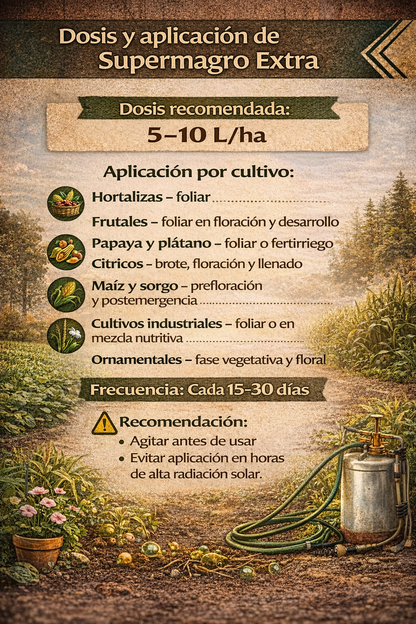 Supermagro Extra El Guardabosques Biofertilizante Orgánico para Mayor Floración, Cuajado y Rendimiento 20L