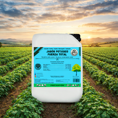 4L Jabón Potásico Fuerza Total – Insecticida, Fungicida y Acaricida Profesional para Control de Plagas en Cultivos