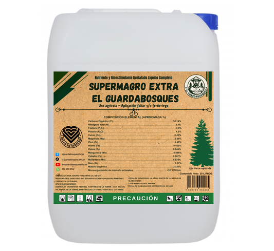 Supermagro Extra El Guardabosques Biofertilizante Orgánico para Mayor Floración, Cuajado y Rendimiento 20L