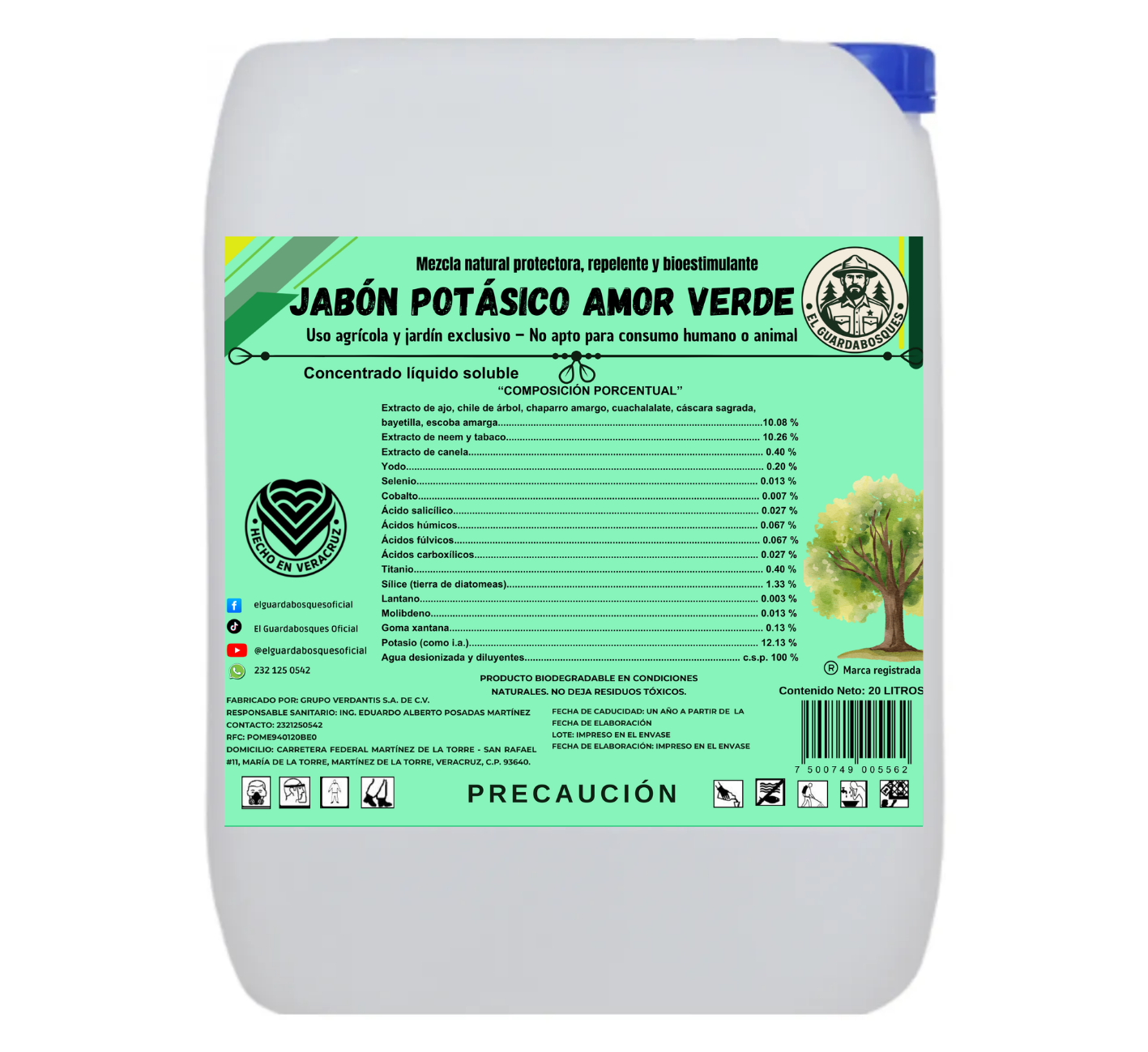 20L Jabón Potásico Amor Verde – Bioestimulante foliar con potasio, yodo, silicio, titanio y selenio para sanidad y resiliencia de cultivos
