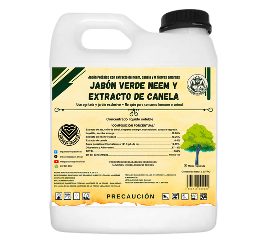 1L Jabón Verde Neem –Jabón Potásico insecticida y acaricida natural de amplio espectro