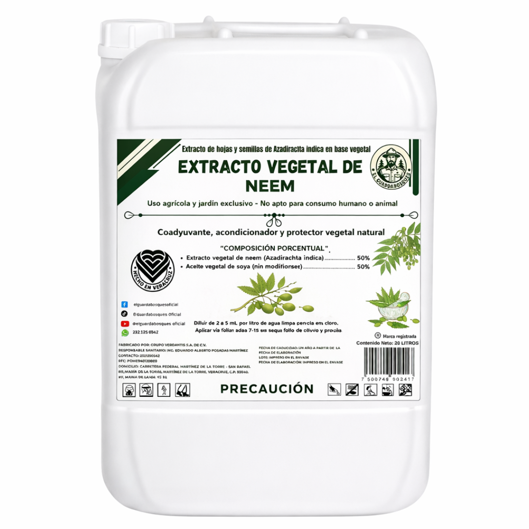 Extracto de Neem Concentrado | Repelente Natural y Coadyuvante Agrícola para Control de Plagas 20L